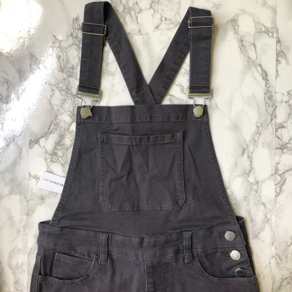 Weworewhat high rise skinny overalls